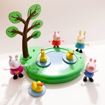 Peppa Pig Peppa's Playset Duck Pond Rebecca Rabbit Suzy Sheep George Lot 6
