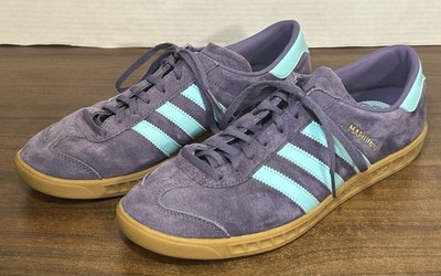 Adidas Hamburg Originals RARE Trainer Shoes Purple Aqua Gum US Size 10.5