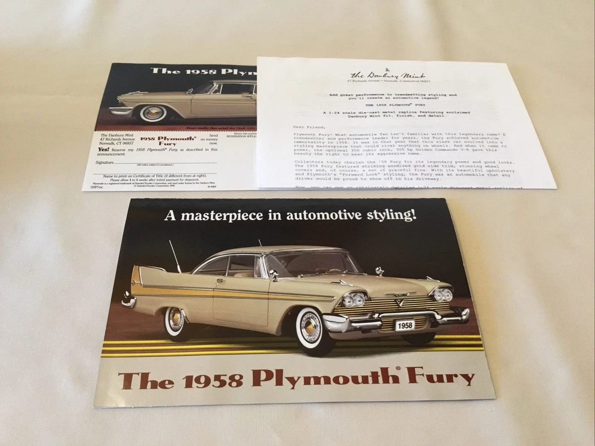 Danbury Mint Plymouth Fury Contemporary Manufacture Diecast Cars