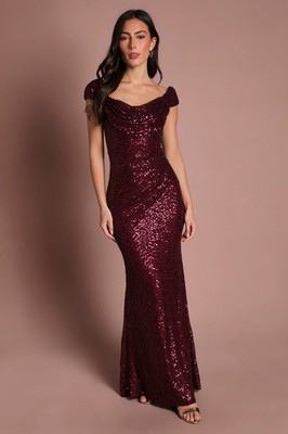 Coast Red Maxikleid Damen schwarz zum Binden Kleider