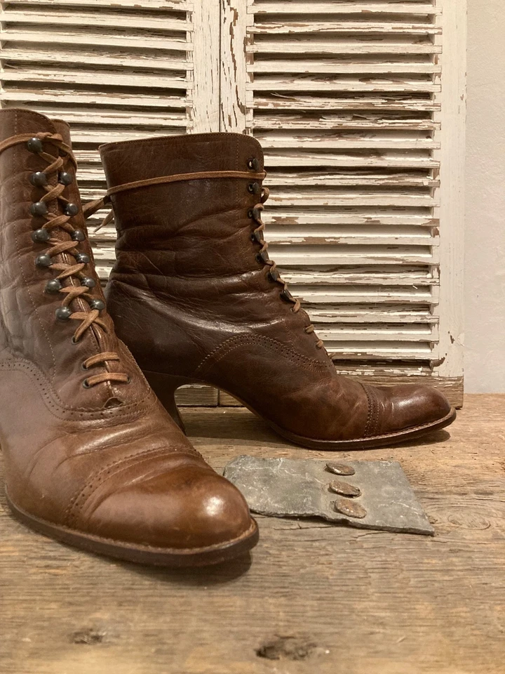 Real Vintage Victorian Boots Gothic Steampunk Gr. 40,5 lace up braun - Bild 3 von 4