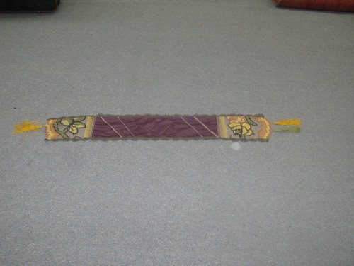 Vintage European Textile Altar Shawl Religious Needlepoint Metallic 42"x8" - Picture 2 of 5