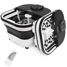 Collapsible Electric Heating Foot Spa Massager Black with LED & Remote Control