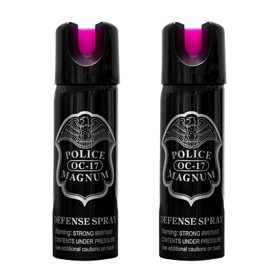 POLICE MAGNUM 2 Pack 3oz Hot Pink Safety Lock OC Pepper Spray For Self Defense