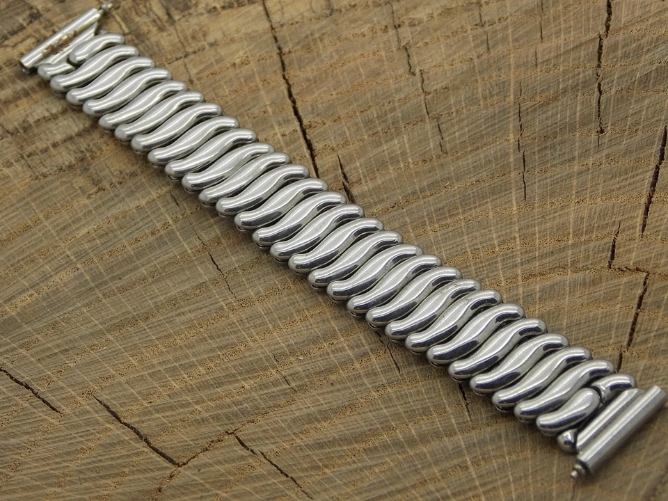 Flex-Let Vintage Expansion Watch Band 16mm 5/8" Stainless Steel Mens Pre-Owned - Image 2 of 3