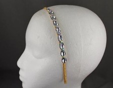 Gold sparkly clear oval gem faceted crystal headband thin skinny hair band