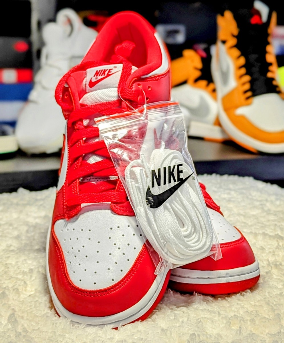 シューズ(男性用) Nike Dunk Low \"White and University Red\" Amazon.com | NIKE Dunk Low White and University Red Mens