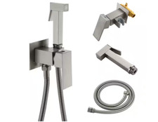 Single-Handle Wall Mount Bidet Faucet with Handle In Brushed Nickel