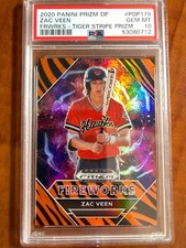 🔥 2020 Prizm ZACK VEEN FIREWORKS TIGER STRIPE REFRACTOR /99 PSA 10 POP 1