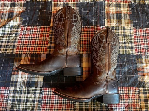 Ariat Round Up Western Broad Square Toe Boots Women’s Size 7 B 10018528 - Picture 3 of 7