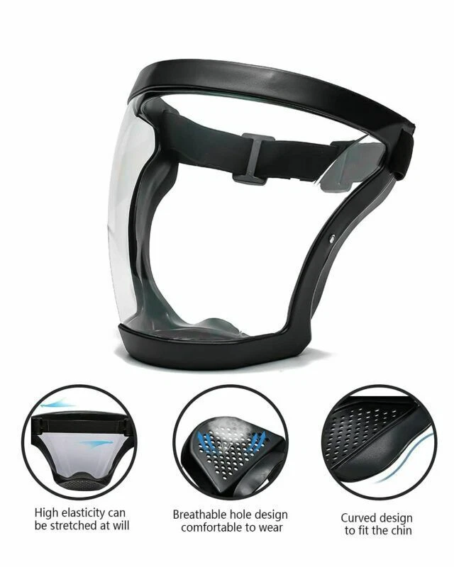 Clear Full Face Mask Anti-fog Reusable Protective Safety Shield - Transparent - Image 3 of 4