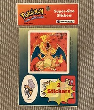New Vintage 1998 POKEMON ARTBOX CHARIZARD STICKERS Super Size SQUIRTLE EEVEE