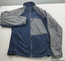 Columbia Gray/Blue Fleece Full Zip Interchange Jacket Front Pockets Men’s Size M