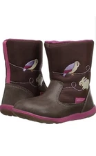 See Kai Run Toddler  Girl Boots Mizuki Brown with Embroidery Waterproof Size  6