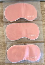 3x Clinique Plush Pink Stain White Trim Eye Mask Sleep Eyemask Silky