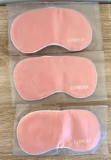 3x Clinique Plush Pink Stain White Trim Eye Mask Sleep Eyemask Silky