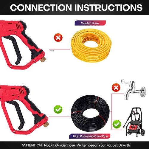 High Pressure 4000PSI Car Power Washer Gun Spray Wand Lance Nozzle and Hose Kit - Picture 9 of 17