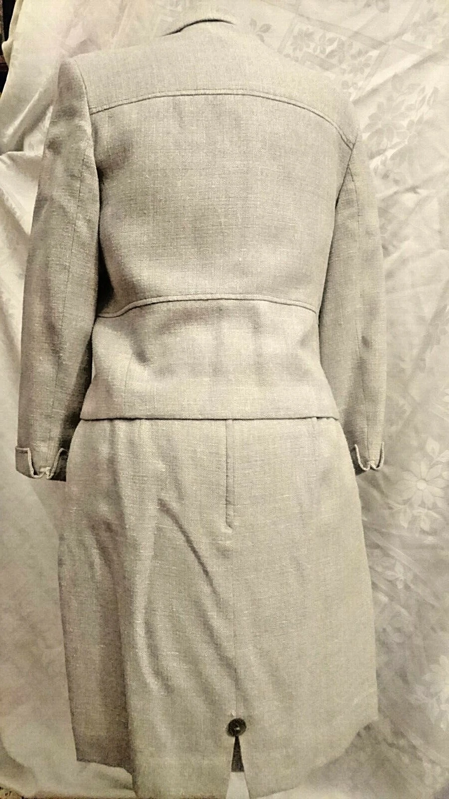 Tuta gonna vintage originale VALENTINO 2 pezzi misto lana grigio chiaro Italia TG 44 10