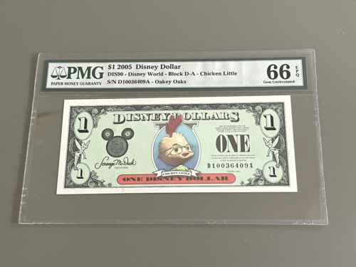 PMG 66 Gem UNC $ 1 2005 D Disney Dollar CHICKEN LITTLE D10036409A