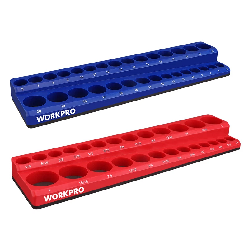 WORKPRO 3/8" Magnetic Socket Organizer Set 2PCS SAE & Metric Socket Holder Carts - Image 2 of 4