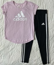 Girl's adidas 2-Piece Legging  T-Shirt Set Outfit, Size: 6