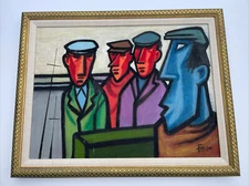Mid Century Modern painting Patterson signed Vintage Expressionist portrait 1960