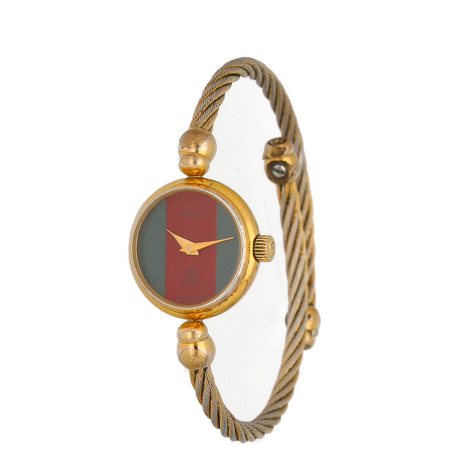 Gucci 2047–1 L cable gold bangle watch 