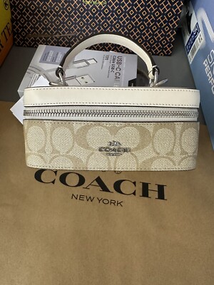 Authentic Coach Train Case Crossbody In Signature Canvas NWT CJ522