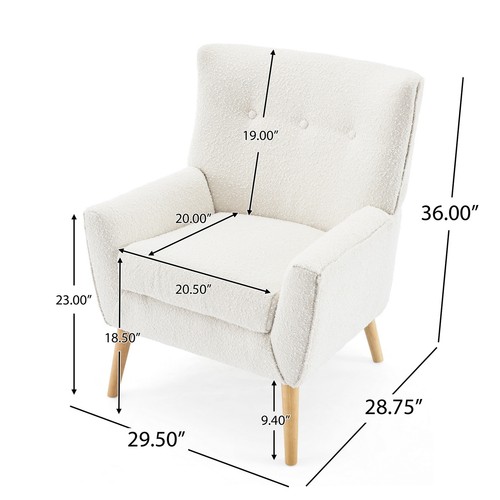 Slipcovered Wingback Accent Chair Plush Upholstery Club Armchair Sofa Wood Legs - Picture 2 of 12