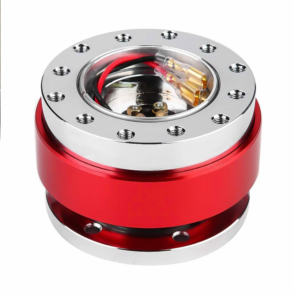 Red Universal Car Steering Wheel Quick Release HUB Adapter Snap Off Boss Kit - Image 4 of 4