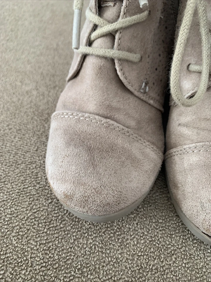 So Brand Talla 12 Tostado Imitación Gamuza Niñas Botines Zapatos de Cuña (AH) Foto 3 de 4