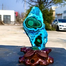 488G  Natural Chrysocolla/Malachite transparent cluster rough mineral sample