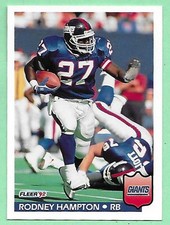 1992 Fleer Football Rodney Hampton #292 New York Giants👍
