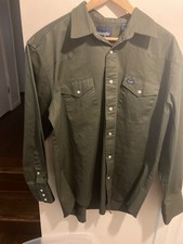 Wrangler Western Shirt Men  s XL Cowboy Cut Firm Finish Pearl Snap Work Dk Green