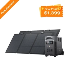 EcoFlow DELTA Pro 3600Wh Power Station+2x160W Solar Panel Certified Refurbished