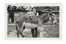 RPPC   MAN - CHILD - DONKEY Burro   VELOX  Stampbox  1910's  Unused
