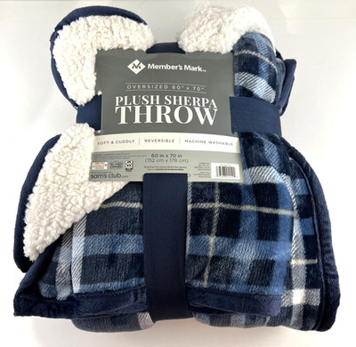 Member's Mark 60'' x 70'' Oversized Plush Sherpa Throw Blanket Milbridge Plaid