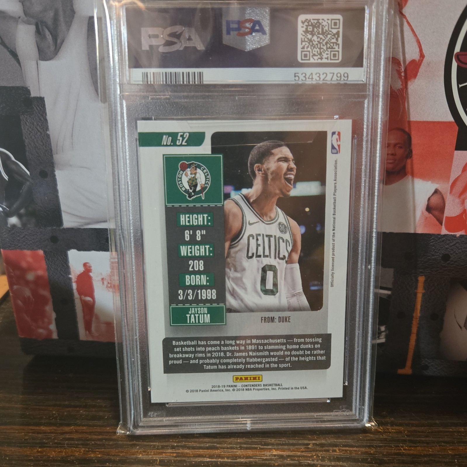 Panini 2018-19 Contenders Season Ticket #52 Jayson Tatum Celtics PSA 10 view 3
