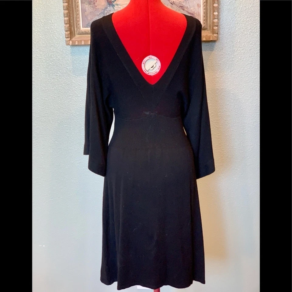 Vestido Suéter Derek Heart Tejido Negro - Escote Profundo - Talla Grande Foto 3 de 4