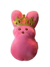 2024 PEEPS Plush Just Born Pink Bunny Princess Gold Glitter Crown Easter 5.5"