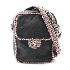 Chanel Lambskin Fabric Shoulder Bag Women Black One Size