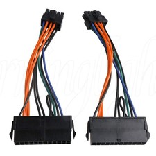 4x Black Power Supply Adapter Braided Sleeved Cable for motherboard 24P-10P