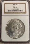 1896-P MORGAN SILVER DOLLAR :: NGC MS-63 :: 90% SILVER ::