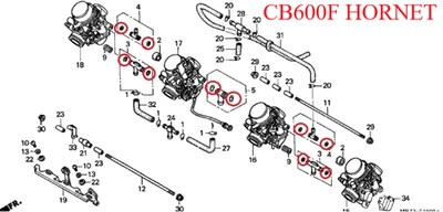 KIT ORING NBR VITON  RACCORDI T CARBURATORE HONDA CB600F HORNET 98-06 - Bild 1 von 2