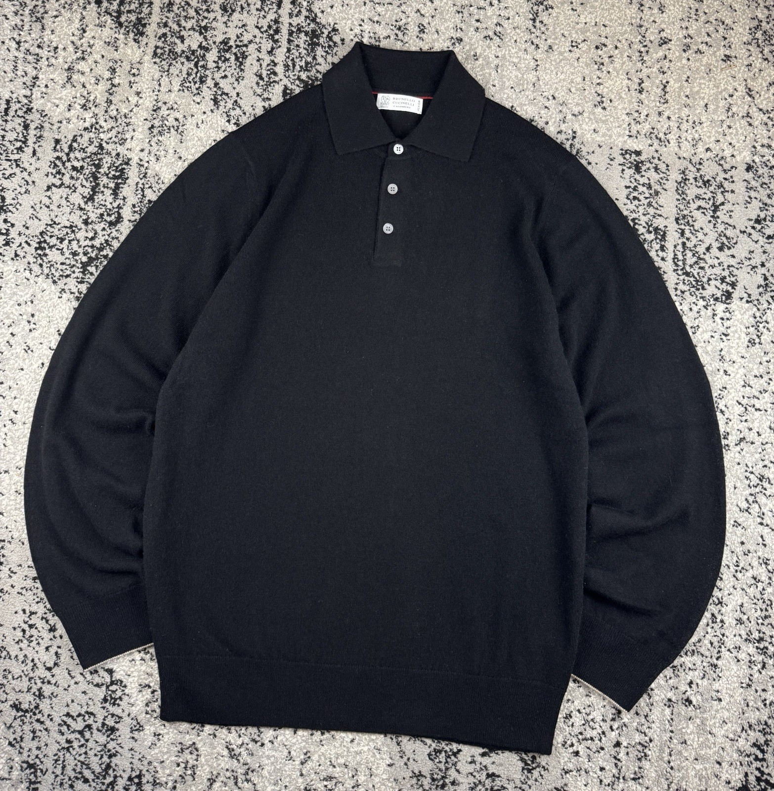Men’s Brunello Cucinelli Cashmere Polo Sweater Size XL (54) Color Black