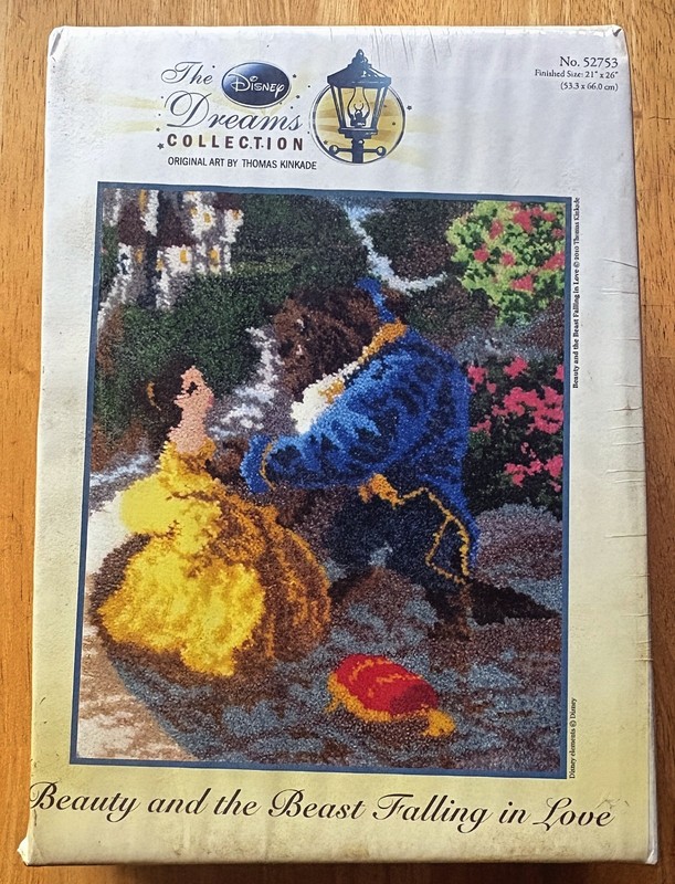 NEW THOMAS KINKADE Disney Beauty and the Beast 12 x 26 LATCH HOOK KIT Craft