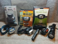 JUNK DRAWER LOT*HEADLAMPS*FLASHLIGHTS*LED*BATTERIES/RECHARGEABLE*SP*NOS*TW*SAI