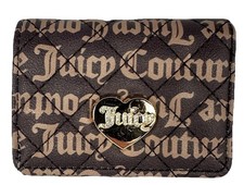Juicy Couture Wallet Y2K Brown Tonal Logo Quilted Heart Snap Small Wallet NWT