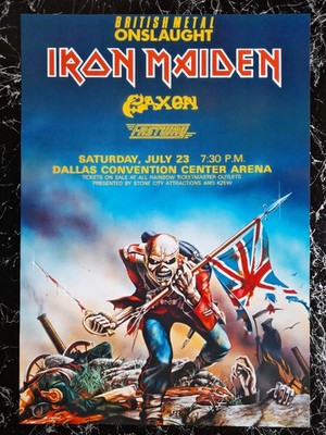 IRON MAIDEN, SAXON & FASTWAY .. '93 .. LIVE in Dallas/TEXAS .. * Konzert Poster