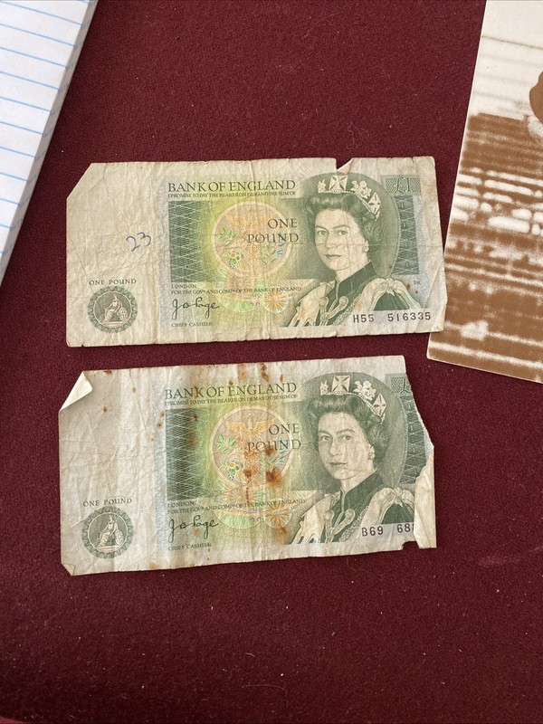 1960-64 ND Bank of England 1 Pound Bank Note P-374g 1970-1977 Signature J B Page